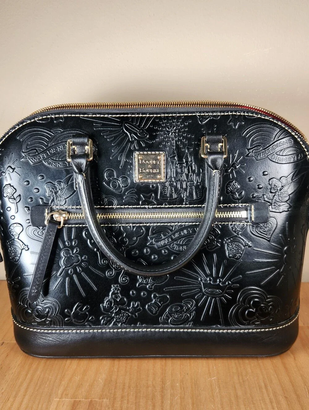 DOONEY & BOURKE Disney Sketch Handbag Black Leather Cross Body Embossed Rare